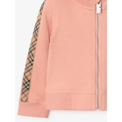 Karierte Tape Reißverschluss Hoodie in Pink><noscript><img width=