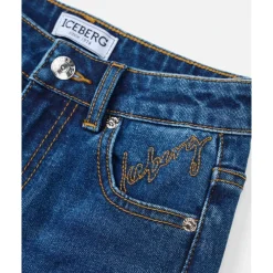 KINDER - Indigo 5-Pocket Wide-Leg-Jeans mit ausgeblichenen Beinen>Iceberg Sale