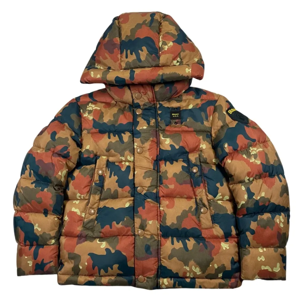 Kinder Camo Steppmantel mit Kapuze>Blauer New