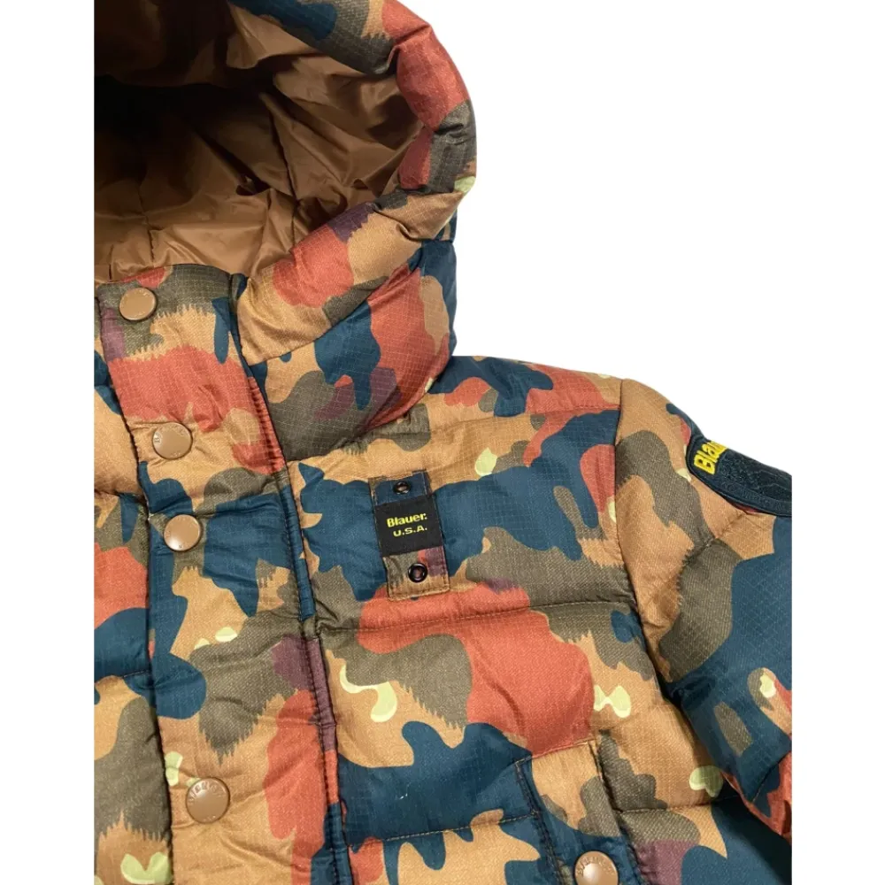 Kinder Camo Steppmantel mit Kapuze>Blauer New