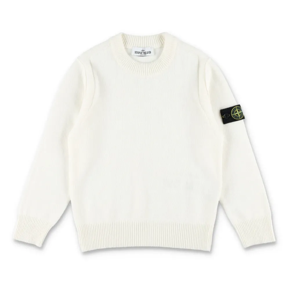 Klassischer Rundhalsausschnitt Strick Natur AW25>Stone Island Outlet