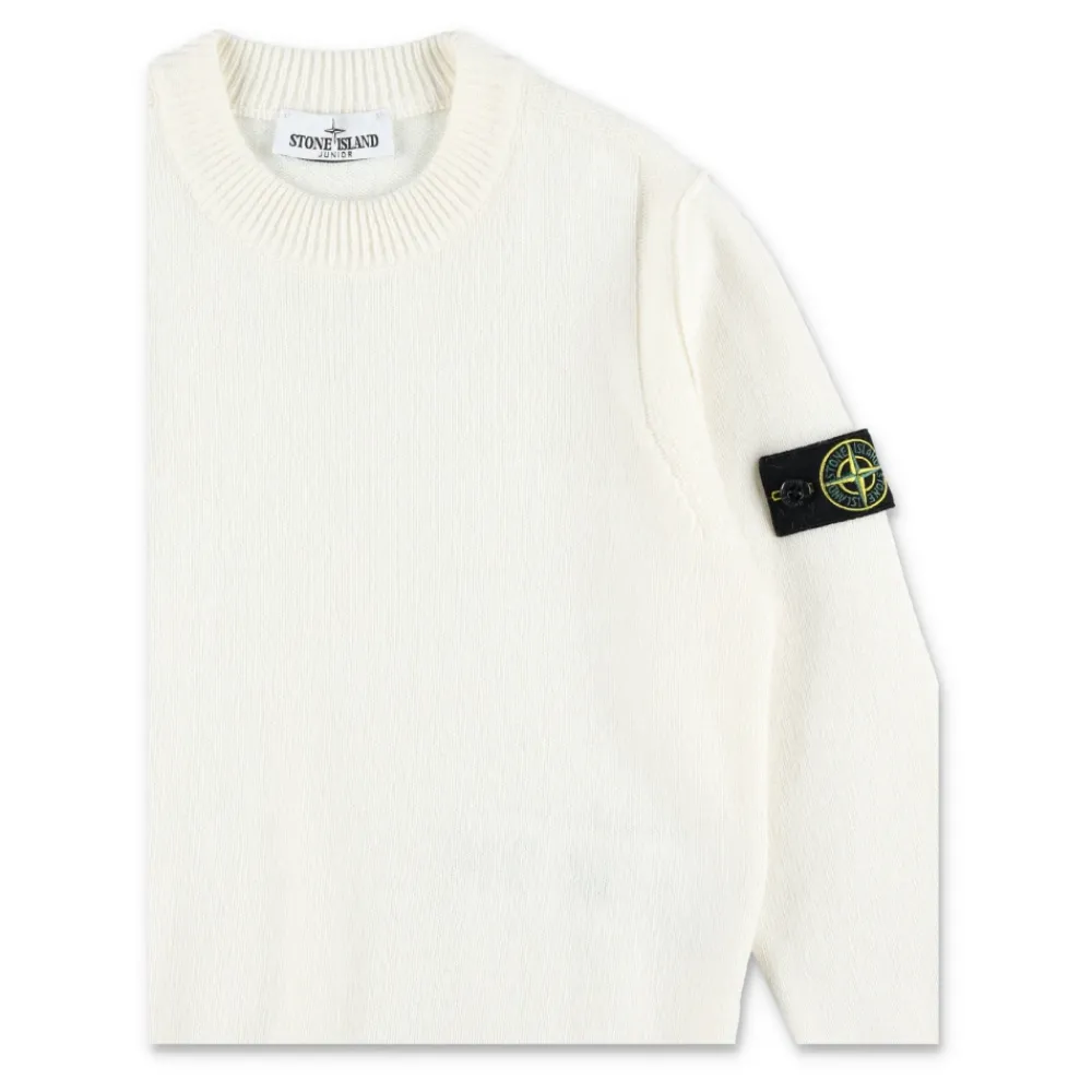 Klassischer Rundhalsausschnitt Strick Natur AW25>Stone Island Outlet