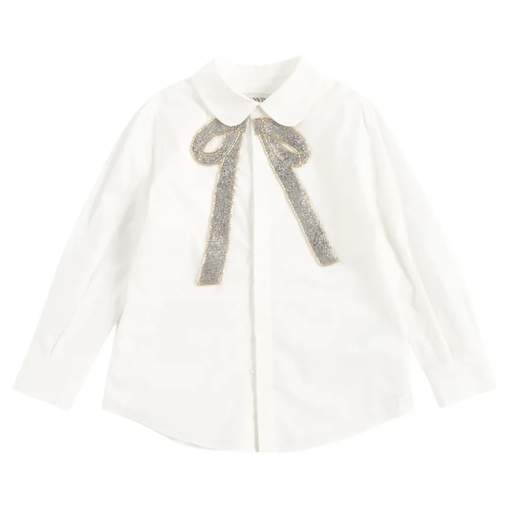 Langärmeliges Baumwollshirt mit Pailletten-Schleife>Lanvin Online
