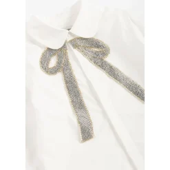 Langärmeliges Baumwollshirt mit Pailletten-Schleife><noscript><img width=