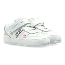 Leder-Sneakers mit Print>Versace