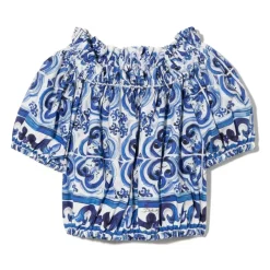 Oberteil mit Majolika-Print aus Popeline>Dolce & Gabbana Hot