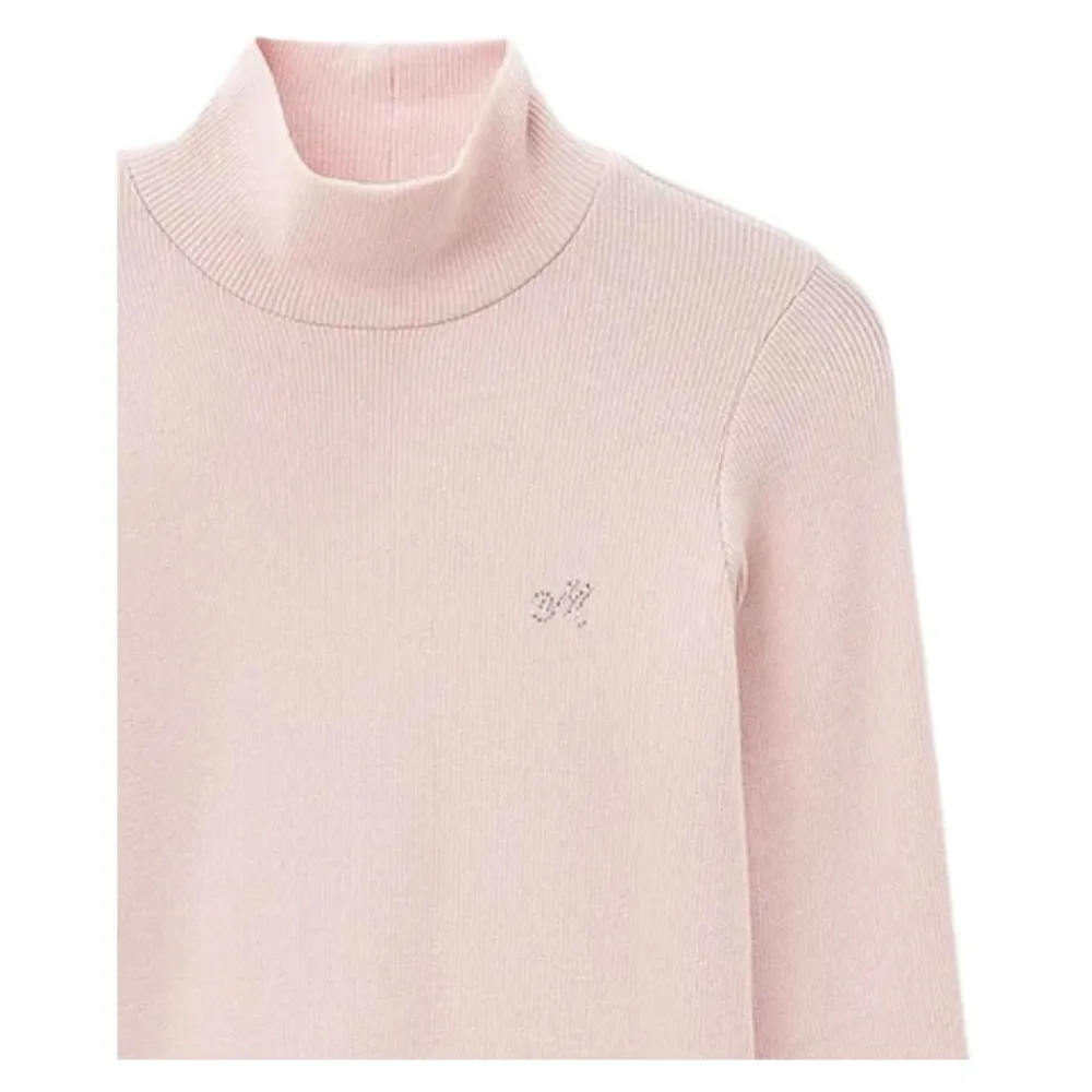 Pinkfarbener Pullover mit Strass-Logo>Monnalisa Clearance