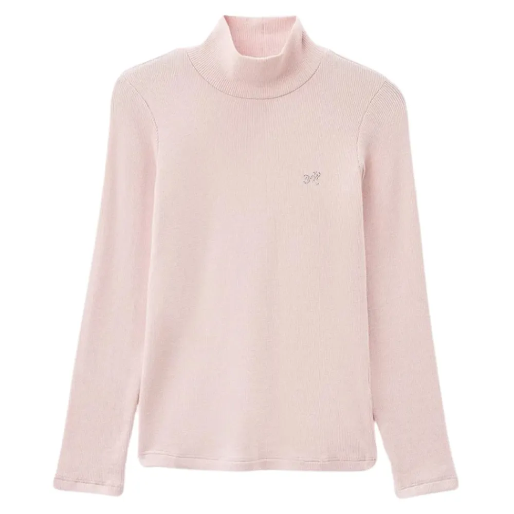 Pinkfarbener Pullover mit Strass-Logo>Monnalisa Clearance