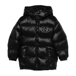 Piumino in nylon con cappuccio e placca logata>Dolce & Gabbana Best