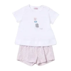 Pyjama-Set mit Vogelapplikation für Mädchen>Il Gufo Outlet