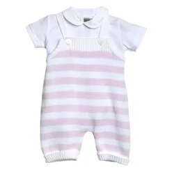 Gestreiftes Baumwoll-Salopette-Kleid>Little Bear Hot