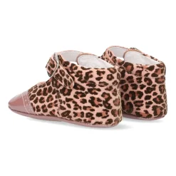 Rosa Wildleder Babyschuhe mit Pantherdruck><noscript><img width=