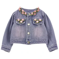 Rose Fleece Denim Jacket in Blue>Monnalisa Online