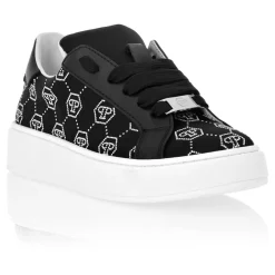 Satin Lo-Top Sneakers Monogram Strass>Philipp Plein Hot