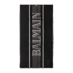 Schal mit Fransenlogo>Balmain