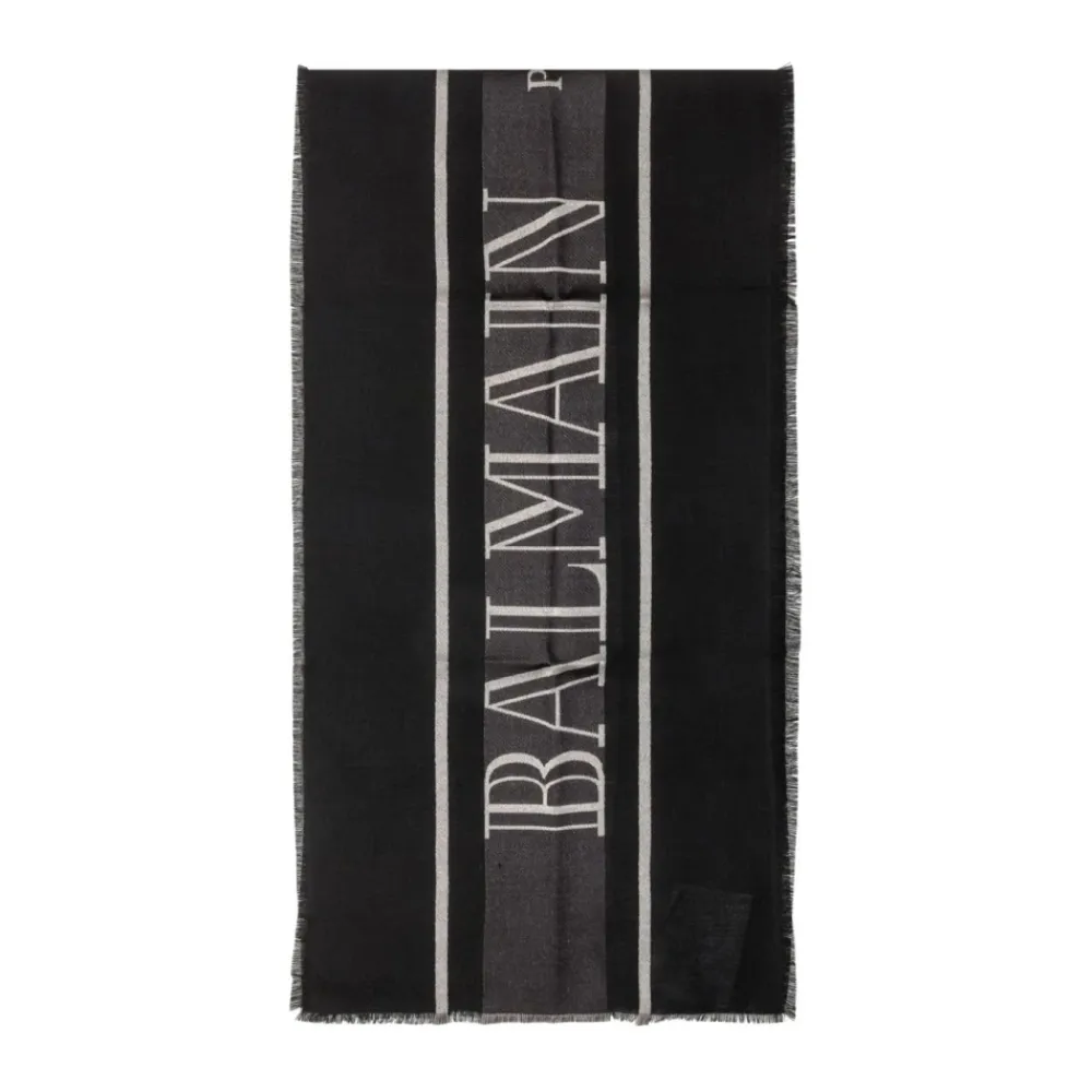 Schal mit Fransenlogo>Balmain