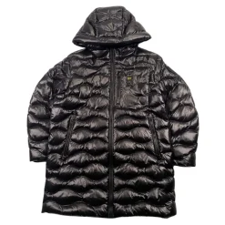 er Gesteppter Langer Kapuzenmantel>Blauer Hot