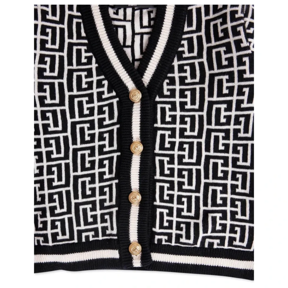 er V-Ausschnitt Cardigan mit Goldknöpfen>Balmain Online