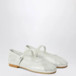 Silberne Ballerina Flache Schuhe>Il Gufo Outlet