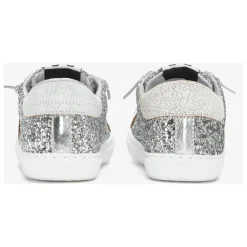 Silberne Glitzer-Sneakers mit Weißen Lederelementen>2STAR Discount