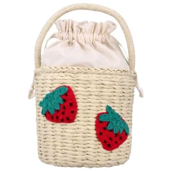 Strawberry Straw Bucket Bag><noscript><img width=