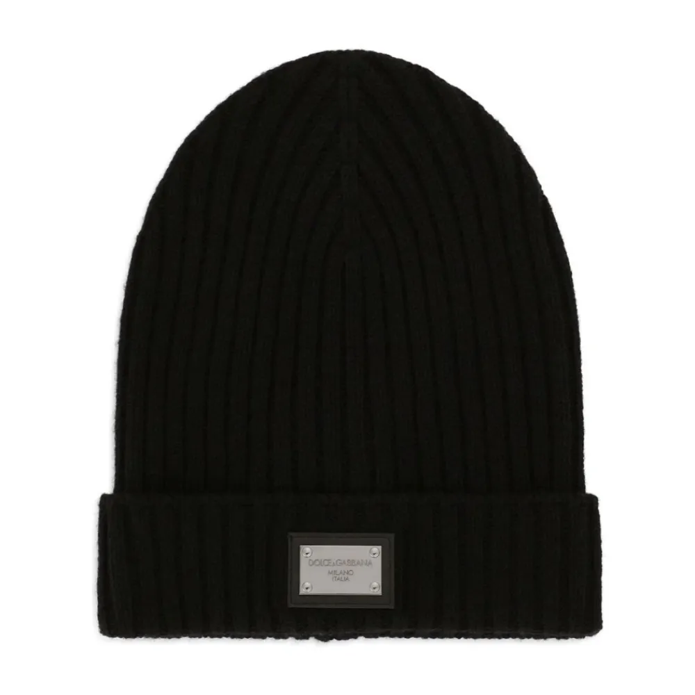 Strickmütze mit Logo-Plakette>Dolce & Gabbana Sale
