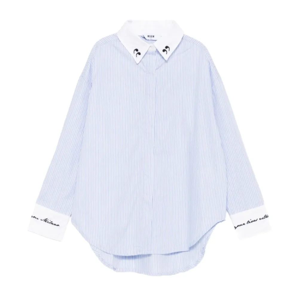 Striped Embroidered Shirt>MSGM Online