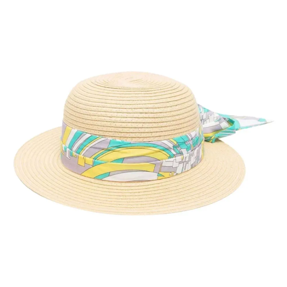 Strohhut mit bedruckter Schleife>Pucci Outlet