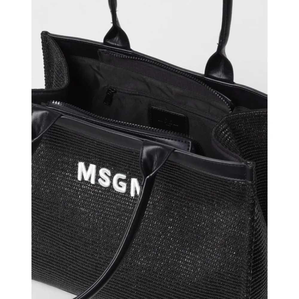 Strukturierte Stroh-Tragetasche>MSGM Outlet