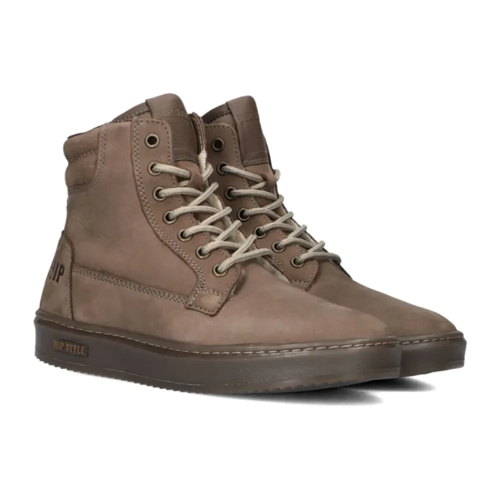 Taupe Nubukleder Schnürstiefel>Hip Clearance