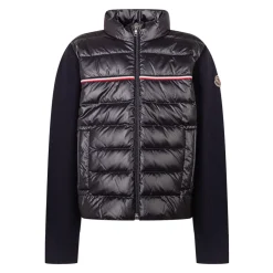 Tricolor Wattierte Baumwoll-Strickjacke mit Reißverschluss>Moncler Discount