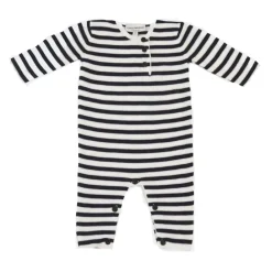 Tutina girocollo a serafino manica lunga fantasia a righe con patch mini logo e bottoni>Armani Online