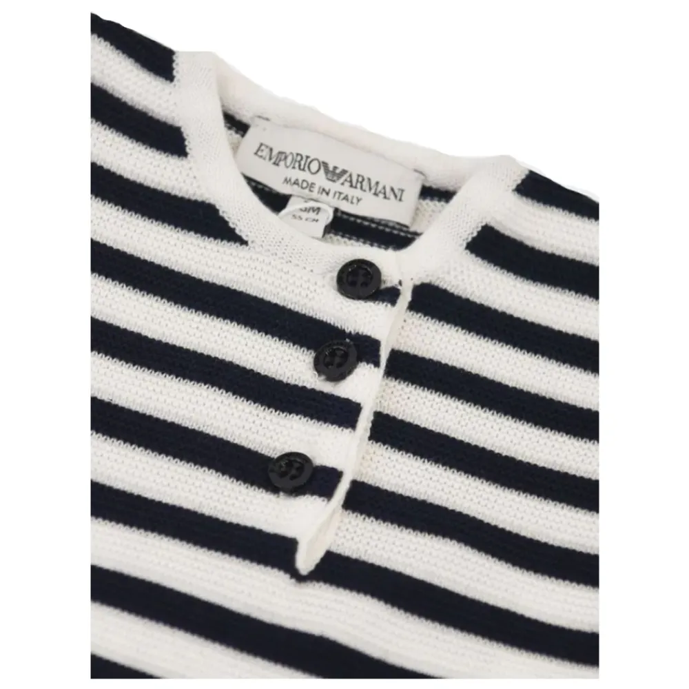 Tutina girocollo a serafino manica lunga fantasia a righe con patch mini logo e bottoni>Armani Online