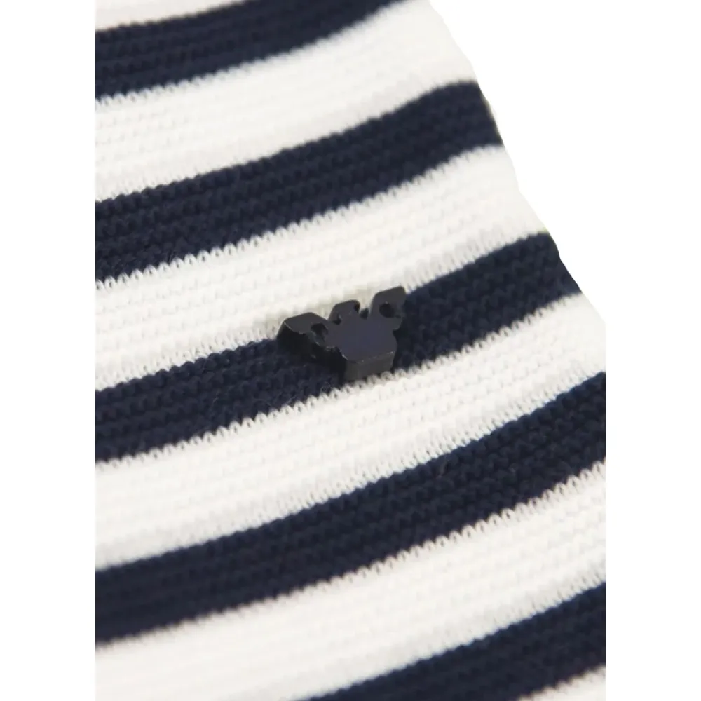 Tutina girocollo a serafino manica lunga fantasia a righe con patch mini logo e bottoni>Armani Online