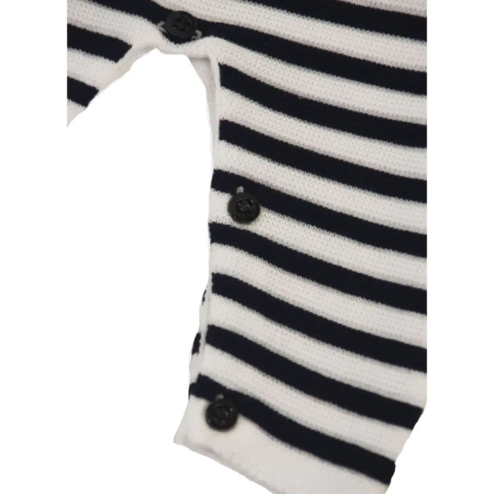 Tutina girocollo a serafino manica lunga fantasia a righe con patch mini logo e bottoni>Armani Online