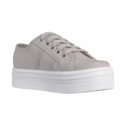 Weiße Canvas-Sneaker mit Silberösen><noscript><img width=