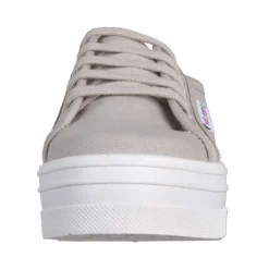 Weiße Canvas-Sneaker mit Silberösen><noscript><img width=