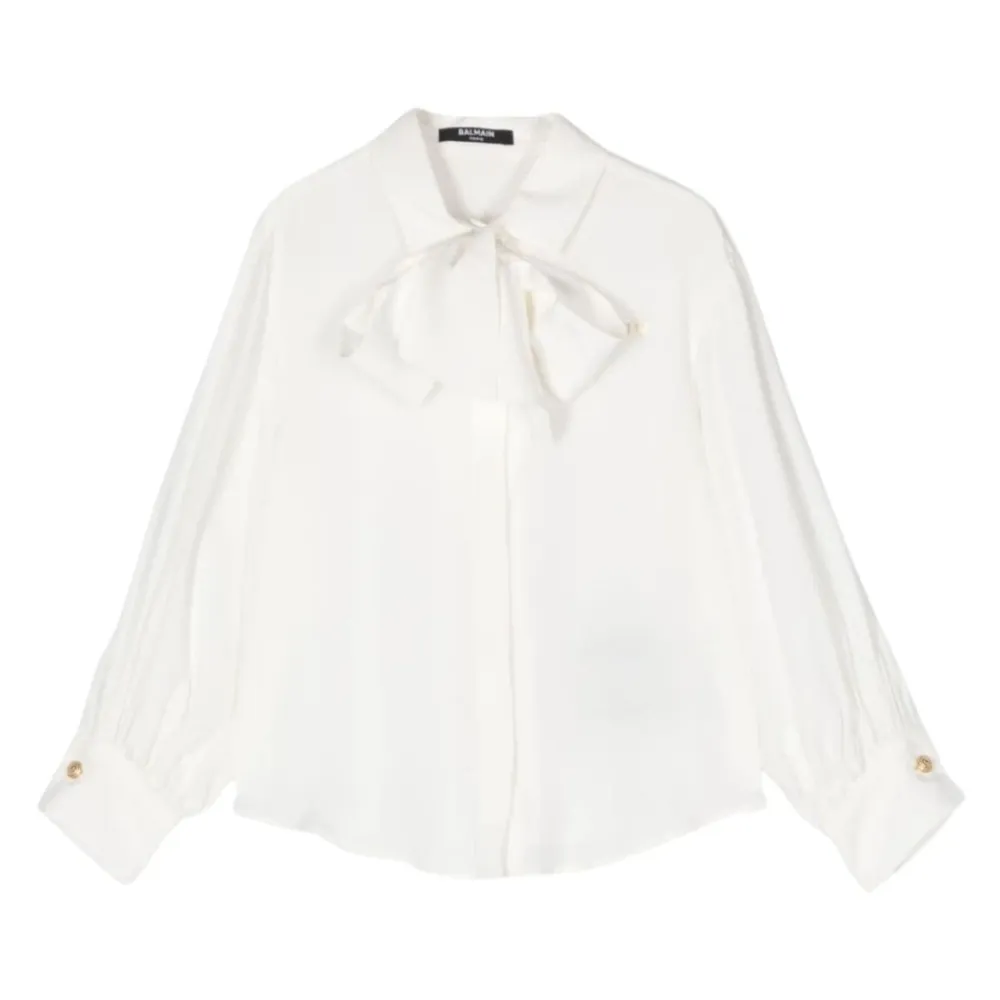 e Chiffonbluse mit Schleife>Balmain Outlet