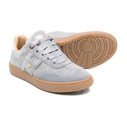 Wildleder-Sneakers mit goldenem Logo><noscript><img width=