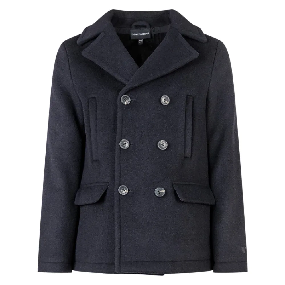 Zweireihiger Cabanmantel aus Casentino-Wolle>Emporio Armani Online